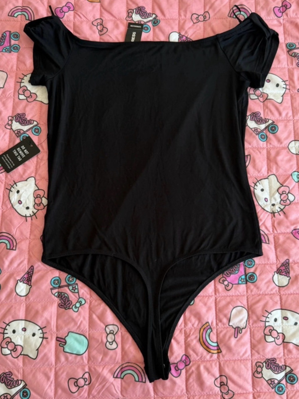 Woman' Black Short Sleeve One-Piece Bodysuit - Sleek Stretch Fito